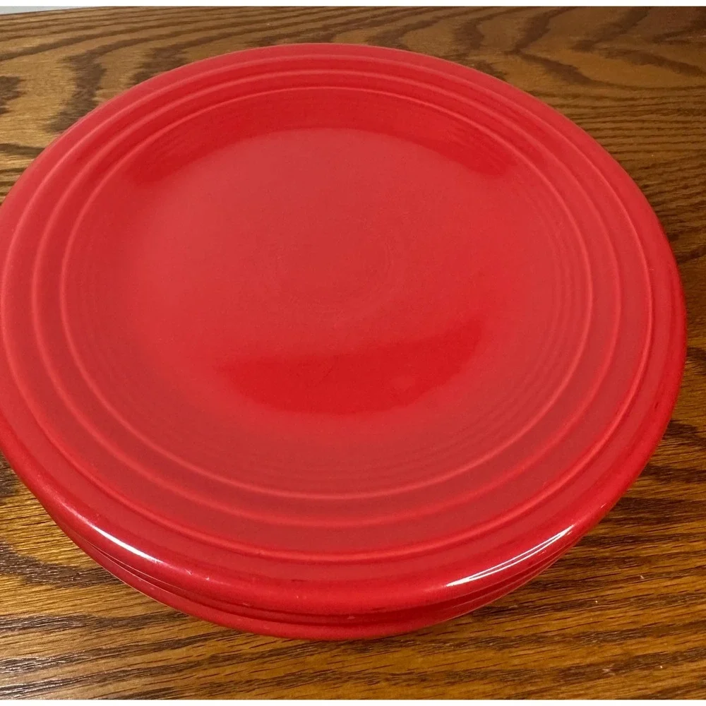 Retired Fiesta Scarlet Red Luncheon Plates Ceramic Homer Laughlin Lead Free